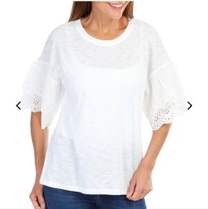 Nordstrom Bobeau Eyelet Ruffel Sleeve Top